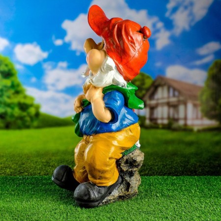 Garden figure "Dwarf with a hare" 28x49cm-4