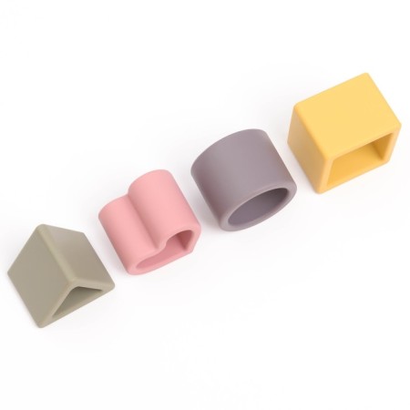 Developing toy - sorter “Study figures”, food silicone, beige color, Mum & Baby-4