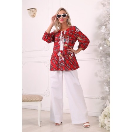 Female blouse, size 42, red color-1