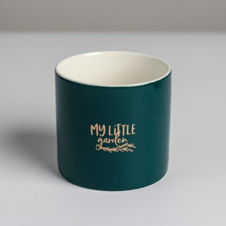 Kashpo ceramic with embossing, Garden Pot, 8 x 7.5 cm-2