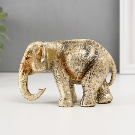 Souvenir Polystone "Golden Elephant" 8.7x13x7 cm-3