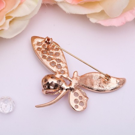 Brooch "Dragonfly Big", colored in pink gold-2