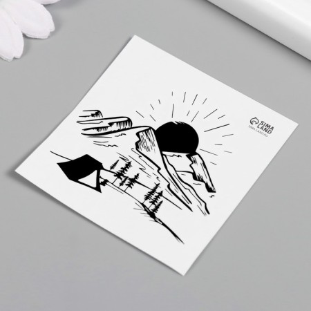 Tattoo on the body black "mountains" 6x6 cm-4