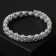 Bracelet-spring "Pearl row" Medium beads in 2 rows, D = 6.5, white color in silver