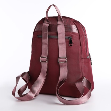 A backpack with a zipper, 5 outer pockets, pencil case, burgundy color-4