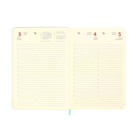 Dated diary 2024 A5 176 sheets, Devente.nobile, soft cover of artificial leather, lies, cream block 70 g/m2, turquoise block-12