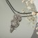 Piece on the lace "Owl", color black silver on a black lace, 42 cm