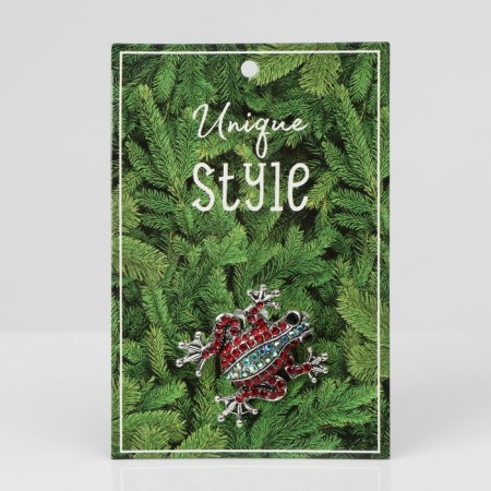 Brooch "Frog", red-green color in black silver-2