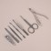 Manicure set, 7 items, in case, brown color