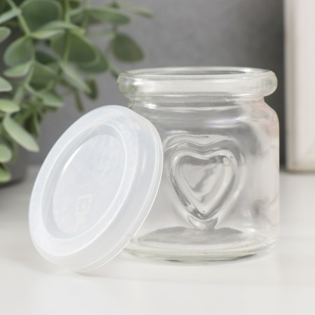 Bank for suppositories glass with a “heart” lid is a transparent 100 ml 6x6.8 cm-1
