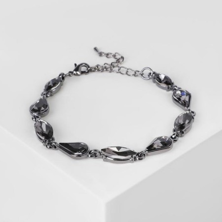 Bracelet with rhinestones "path" Ball, geometry, gray color, l = 19
