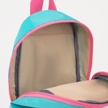 Baby backpack on lightning, turquoise color/pink-5
