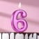 Candle for the Cake "European Giant", a number 6, 7 cm, purple metallic