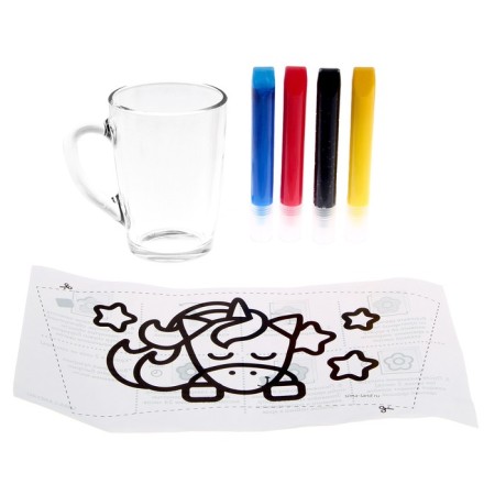 Muging mugs with stained glass paints "Unicorn and stars"-2
