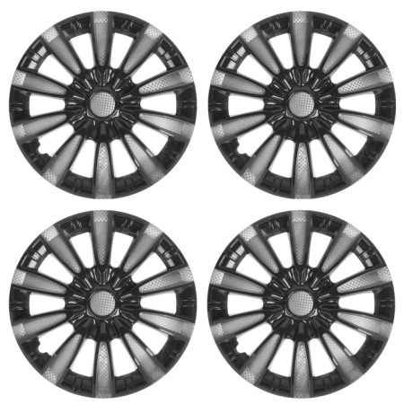 Wheel caps R16 Tornado, silver-black carbon