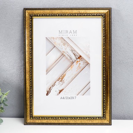 Photo frame Plastic "Mira" 21x29.7 cm, (A4) gold (plastic screen)