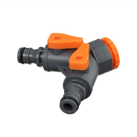 Distributor 2-channel, internal thread 3/4 ", quick-sitting connection, rubberized plastic, Greengo-1