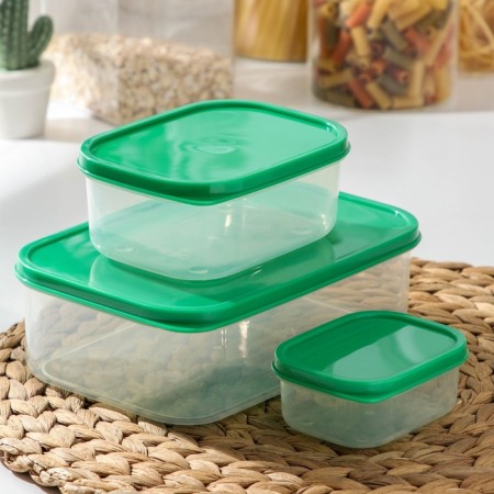A set of food rectangular lobggling containers, 3 pcs: 150 ml, 500 ml, 1.2 l, green color-4