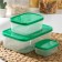 A set of food rectangular lobggling containers, 3 pcs: 150 ml, 500 ml, 1.2 l, green color