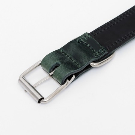 Collar leather two-layer 3.5 cm, Osh 46-58 cm, emerald-4