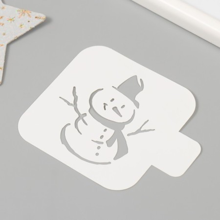 Plastic stencil "Snowman", size 9x9 cm-1