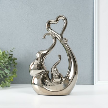 Souvenir Ceramics "Elephants with the heart. Abstraction" Silver 8.5x18.5x29.3cm