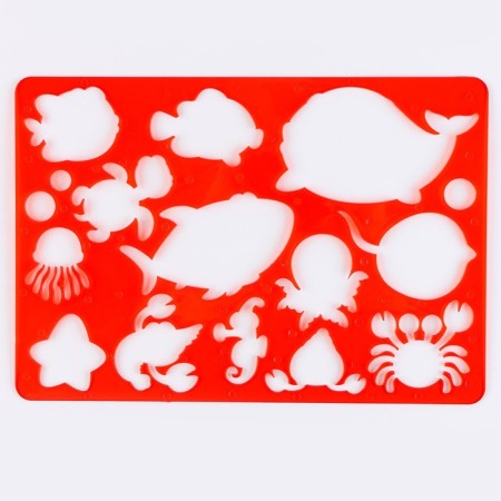 Stencil for kids "sea inhabitants" with coloring-2