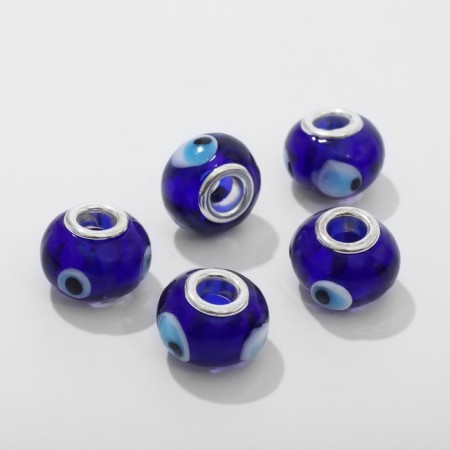 Bead "from the evil eye" 1.4 × 1 cm, the color is blue in silver-1