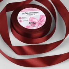 Satin tape, 20 mm × 23 ± 1 m, wine vene