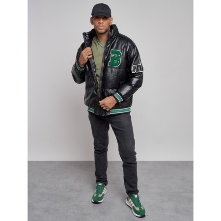 Eco -leather jacket men, size 54, black color-7