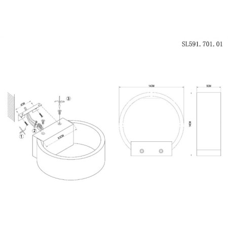 Wall lamp ST LUCE. SL591.701.01. 1x6 W, LED, 4000K, 14x5 cm, matte nickel color, white-3