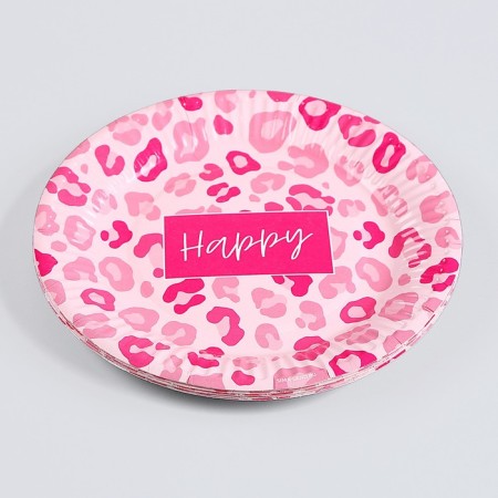 Disposable paper plate "Happy", leopard, 18 cm-2