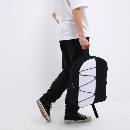 School textile school with lacing, 38x29x11 cm, black and white-10