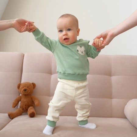 Kidsa (sweatshirt, trousers) minku, green/ecrew, height 74-80 cm-2