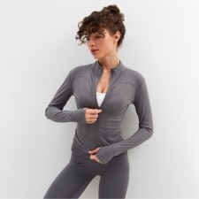 Рашгард женский на молнии MINAKU: SPORTLY; цвет серый, р-р M