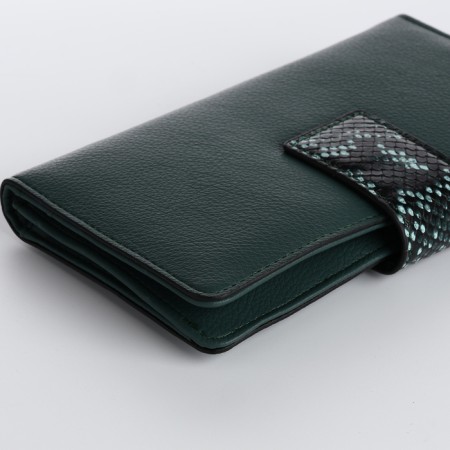 Women's wallet on magnet, green color-2