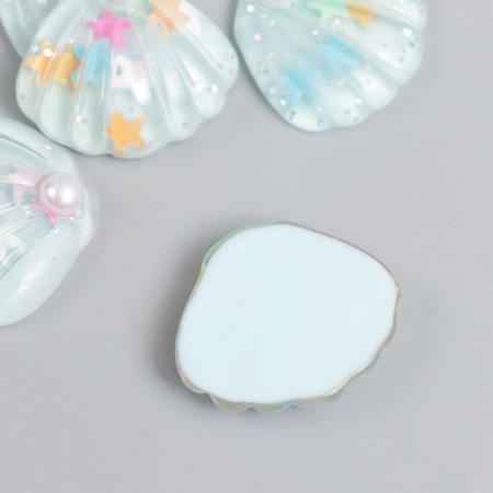 Decor for creativity Plastic "Shell with stars" Blue 2.9x2.5 cm-1