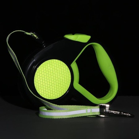 Roulette "Pigger" reflective, 3 m, up to 15 kg, cable, rubberized handle, green-5