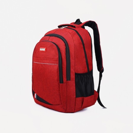 A backpack with a zipper, 2 external pockets, burgundy color-2