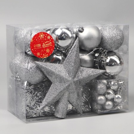 A set of jewelry plastic 54 pcs "Star Sky" Mishura 2.5 cm, silver-1