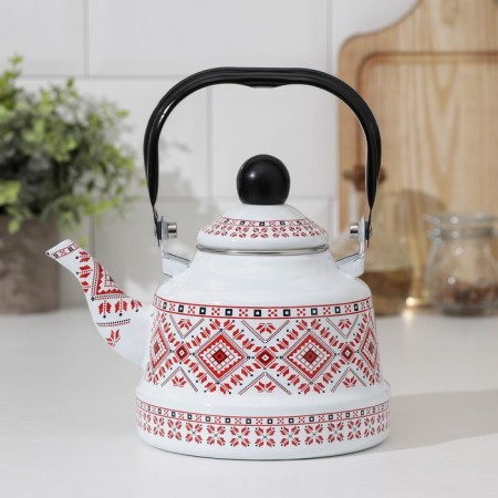 Emphadished kettle "Scandinavia", 1.1 l, 19 × 14 × 21 cm, induction, white color