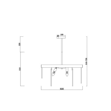 Suspended lamp 60W, 8XE14, x60 cm, brass-1