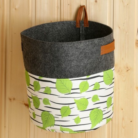 Organizer for storage with side handles, print Birch, Gray, 28x28x26 cm-1