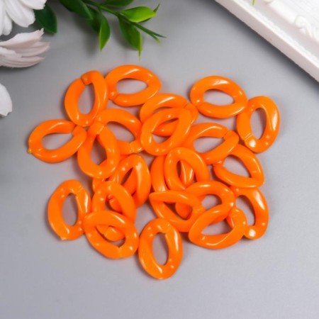 Decor for creativity plastic "Ring for the chain" bright orange set 25 pcs 2.3x1.65 cm-2