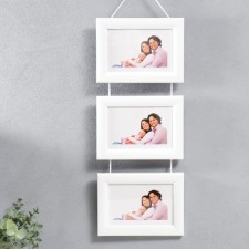 Photo frame in 3 photos 10x15 cm suspended white (plastic screen)