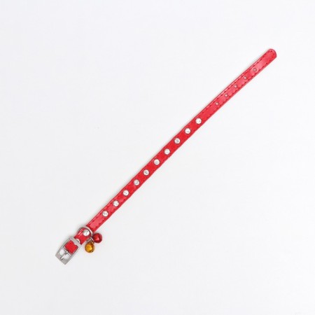 A collar with round rhinestones, 28 x 1 cm, Osh 21-25 cm, arts. The skin, red-2
