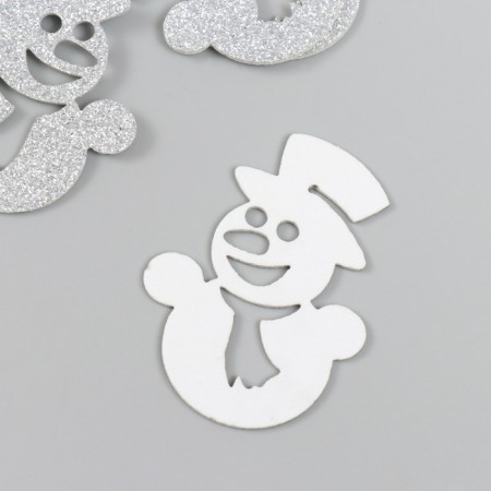Decor "Snowman" silver 4.5x6 cm set 5 pcs foam glitter-1