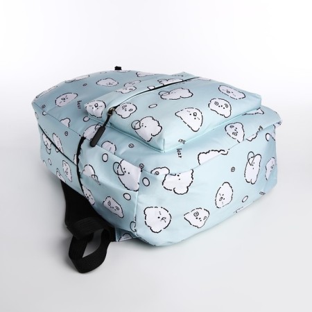 Set of School backpack from textiles on lightning, 3 pockets, pencil case, turquoise color-6