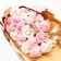 Bouquet of soap pink and white roses in a box of 20 pcs