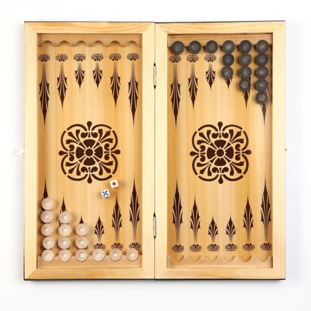 Narts "Sea", wooden board 40 x 40 cm, with a field for playing checkers-1